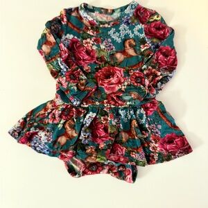 Posh Peanut Teal Floral Baby Dress